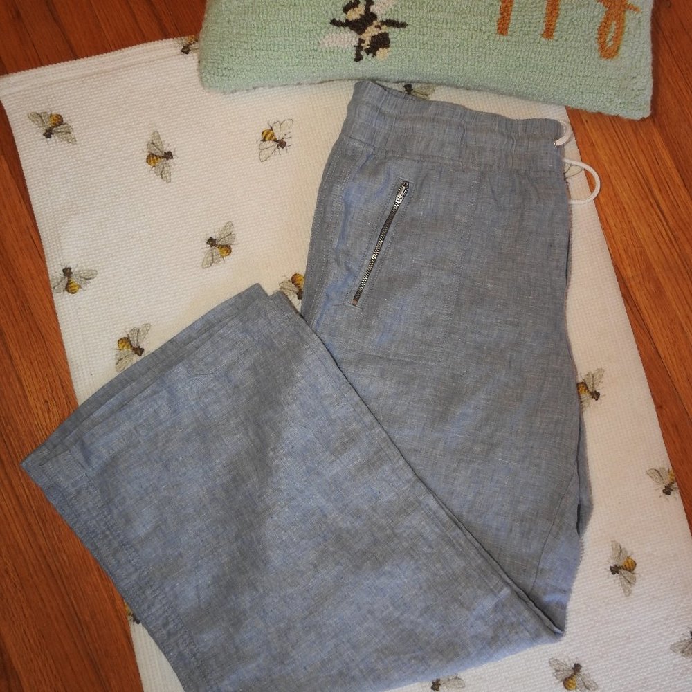 Athleta Blue Linen Pants Sz 16...C1024